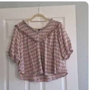 Plaid Ruffle Women's Top